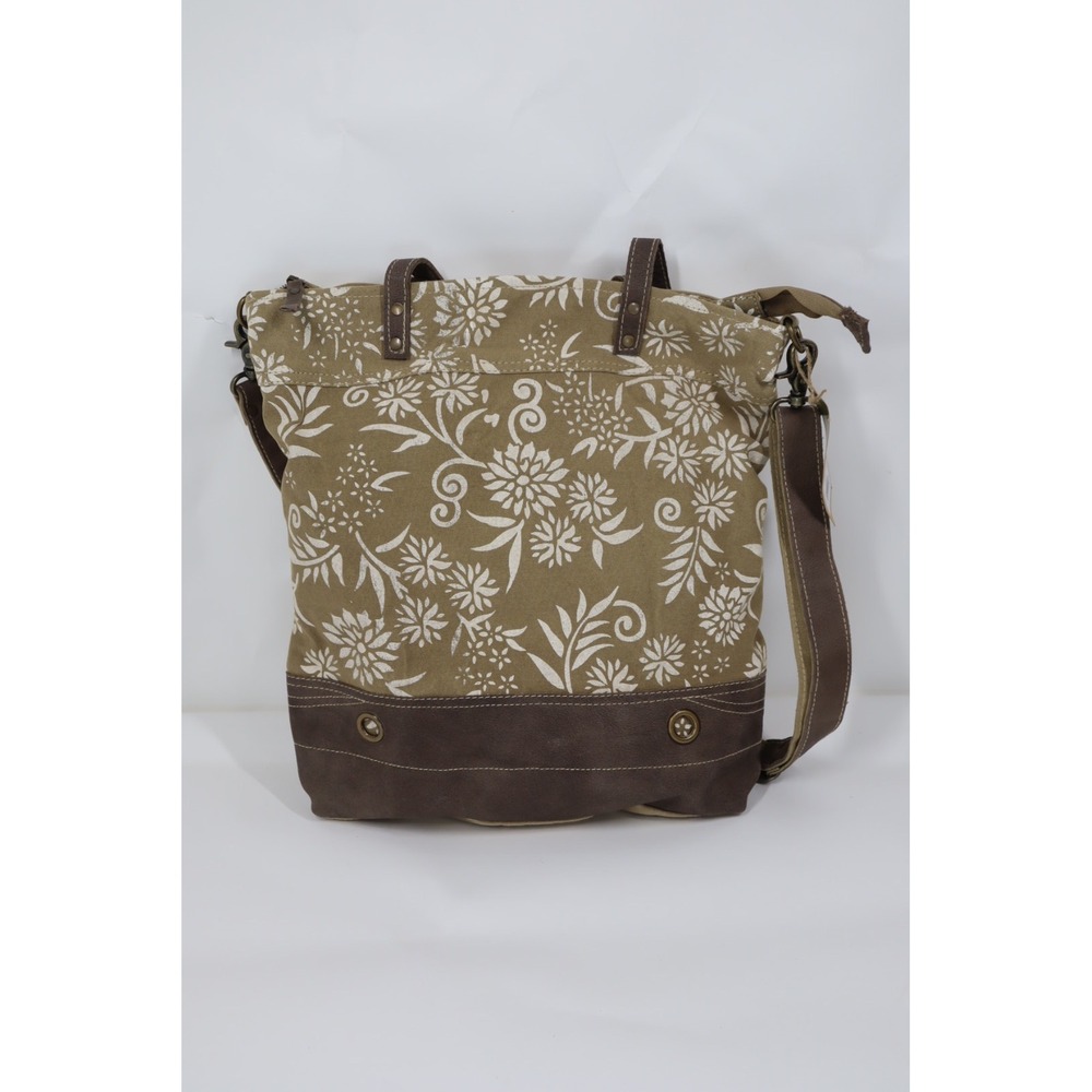 Clea Ray Tan‎ Canvas With Floral Pattern Tote